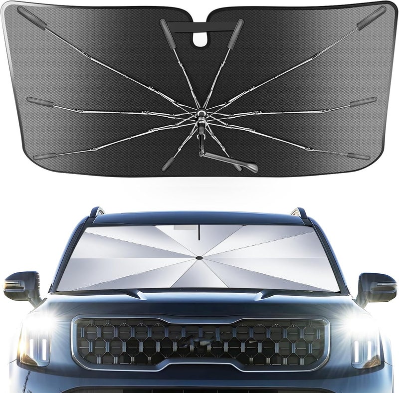 Epltion Portable for Kia Telluride 2020-2025 2026 Windshield Sunshade Umbrella with Carry Bag, 2 in1 Ice Crystal Durable Shade Umbrella UPF50+ UV Front Window Heat Insulation Protection Outdoor Camping - Image 1